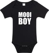 Mooiboy tekst baby rompertje zwart jongens - Kraamcadeau - Babykleding 80 (9-12 maanden)