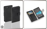 LELYCASE Bookstyle Wallet Case Flip Cover Bescherm Sony Xperia Z Zwart