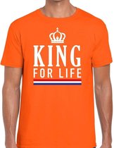 Oranje King for life t-shirt - Shirt voor heren - Koningsdag kleding XL