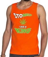 Oranje Stoned like a king hemd / mouwloos shirt oranje heren -  Koningsdag kleding XL