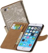 Bloem Bookstyle Hoesje - Wallet Case Telefoonhoesjes - Geschikt voor iPhone 6 Plus Goud