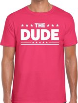 The Dude tekst t-shirt roze voor heren - heren feest t-shirts M