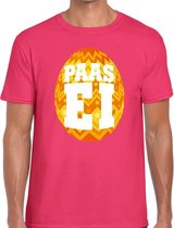 Paasei t-shirt roze met oranje ei voor heren S