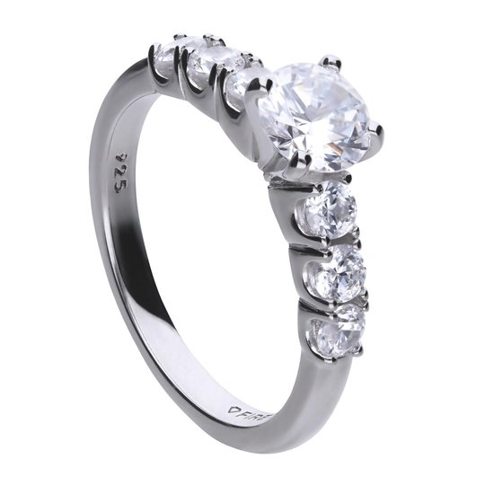 Diamonfire - Zilveren ring met steen Maat 19.0 - Zirkonia - Incl. Luxe LED Cadeaubox