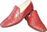 Rode glitter disco loafers/instap schoenen voor heren 44