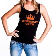 Zwart Kingsday crew tanktop / mouwloos shirt voor dames - Koningsdag kleding S
