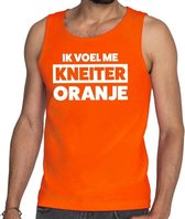 Oranje tekst tanktop / mouwloos shirt Ik voel me kneiter oranje voor heren -  Koningsdag kleding S