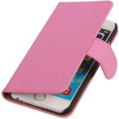 Mobieletelefoonhoesje.nl - iPhone 6 Plus / 6s Plus Hoesje Effen Bookstyle Roze