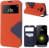 LG G5 Hoesje Oranje met Venster en Opbergvakje, H850