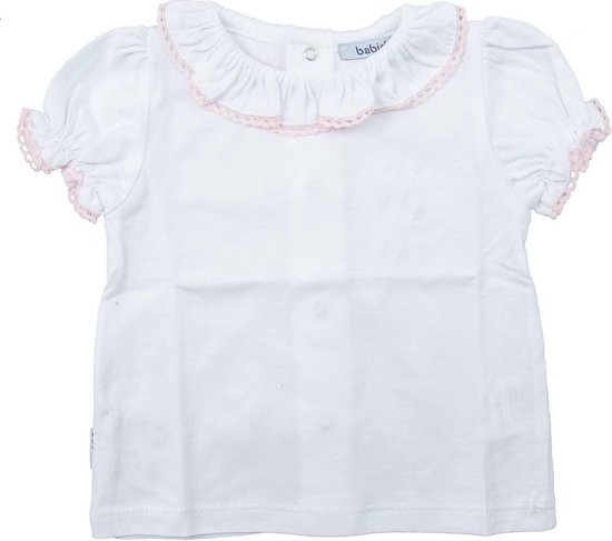 glans dilemma Oceanië Wit t-shirt met kraagje en roze van Babidu | bol.com