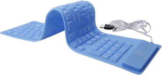 staal sokken Misverstand Flexibel Oprolbaar USB Toetsenbord - Siliconen Bedraad QWERTY Numpad  Keyboard - Blauw | bol.com