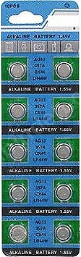 Piles AG13 alcalines 10 pièces / pile bouton / également nommées L1154 /  LR44 / 157 /