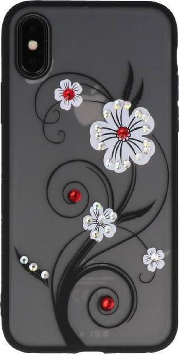 Diamant Lelies Hoesjes Cases - Hoesje Geschikt voor iPhone X Wit