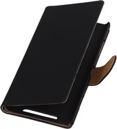 Zwart Effen Booktype Nokia Lumia 620 Wallet Cover Hoesje