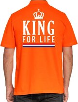 Koningsdag poloshirt / polo t-shirt King for life oranje voor heren - Koningsdag kleding/ shirts L