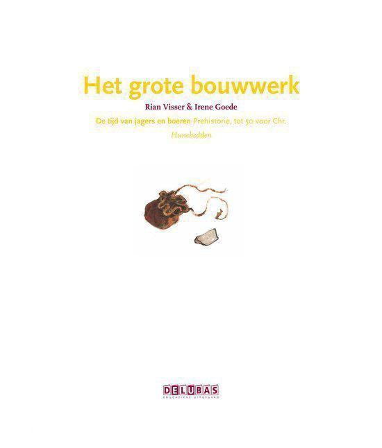 Illustratie van een leren zak en een stuk steen op een witte achtergrond.