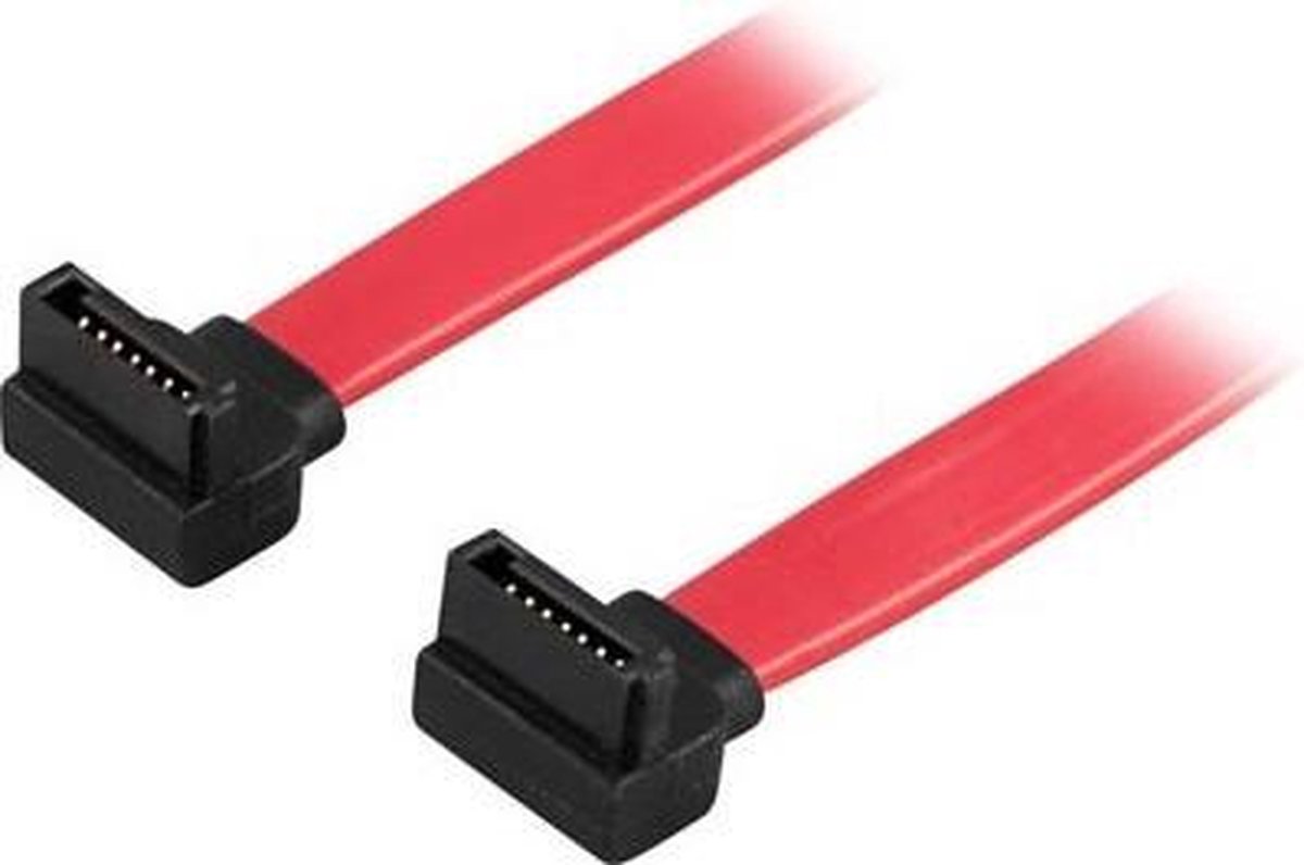 DELTACO SATA-05B, SATA - SATA Rood SATA-kabel, 0.5m