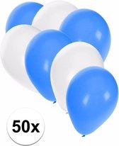 50x Ballonnen blauw en wit - knoopballonnen
