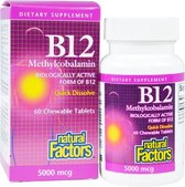 B12- Methylcobalamin- 5000 mcg (60 chewable tablets) - Natural Factors