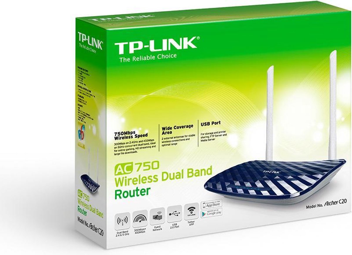 TP-Link Archer C20 - Router - 750 Mbps | bol
