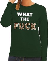 What the Fuck tijgerprint tekst sweater groen voor dames 2XL