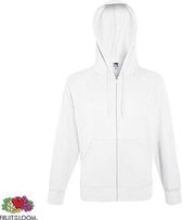 Fruit of the Loom hoodie vest met rits lichtgewicht Maat S Kleur White
