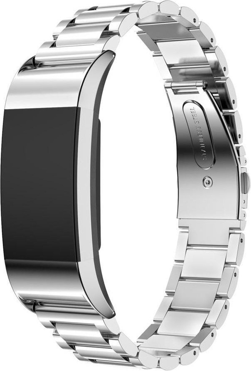 KELERINO. Metalen bandje geschikt voor Fitbit Charge 2 - Schakel - Zilver