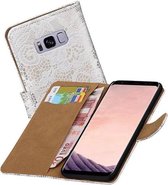Mobieletelefoonhoesje.nl - Samsung Galaxy S8 Plus Hoesje Bloem Bookstyle Wit