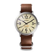 Bussora RetroPilot Classico Marrone Cioccolato - Horloge - Mannen - Leer - Bruin - Ø 44 mm