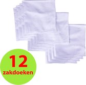 12 Zakdoeken wit - Dames/Heren - 100% katoen - 39x39cm.