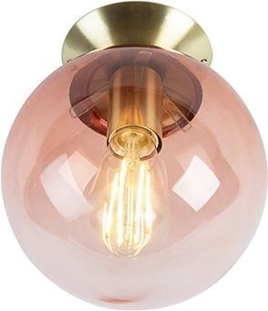 QAZQA pallon - Art Deco Plafondlamp - 1 lichts - Ø 200 mm - Roze - Woonkamer | Slaapkamer | Keuken