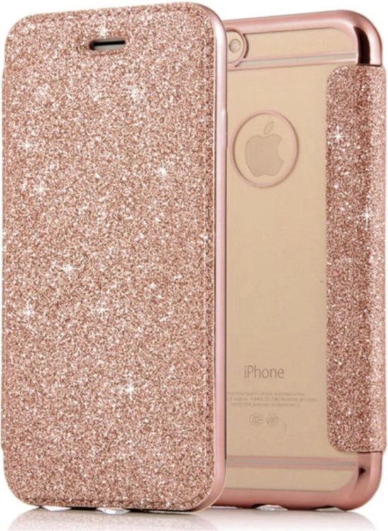bak Bezem geschenk Flip Case Glitter voor Apple iPhone 6 - iPhone 6s - Roze - Hoogwaardig PU  leer - Soft... | bol.com