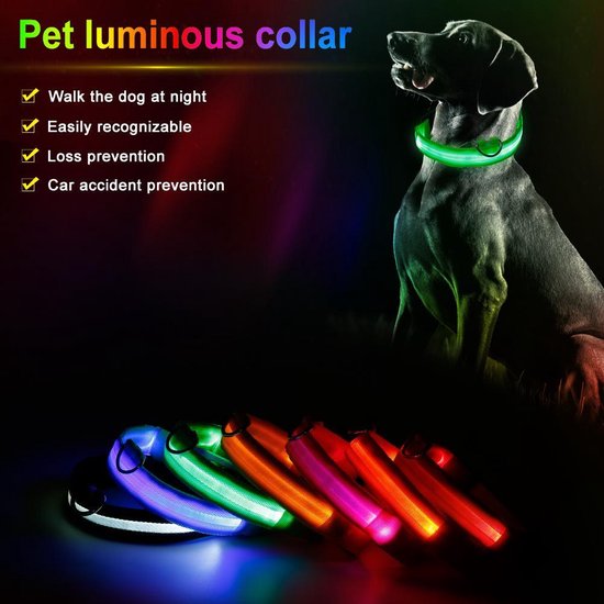 gelei koelkast puree Halsband voor hond met led verlichting - groen - maat S (34-41 cm) -  lichtgevende... | bol.com
