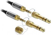 Premium 3,5mm Jack stereo audio kabel met schroefbare 6,35mm Jack adapters / zwart - 1 meter