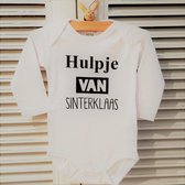 Baby Rompertje Hulpje van Sinterklaas met naam van je kindje | Lange mouw | wit | maat  62/68 |cadeau mijn 1e eerste sint sinterklaas of zwangerschapsaankondiging baby