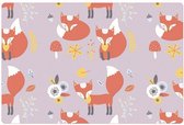 4 X PLACEMAT - Placemat kinderen - RED FOX - Vossen - ANTI-SLIP - 30x45CM