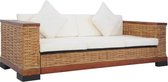 Bankstel 3-zits Rattan Bruin (Incl FLEECE deken) - Loungebank - Woonkamer bank - Sofa - Driezitsbank - Zitbank