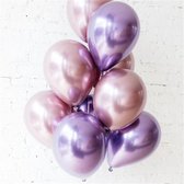 Luxe Chrome Ballonnen Paars Roze - 10 Stuks Helium Ballonnenset Feestje Verjaardag Party
