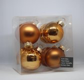 Kerstballen goud/koper kleur 8 stuks
