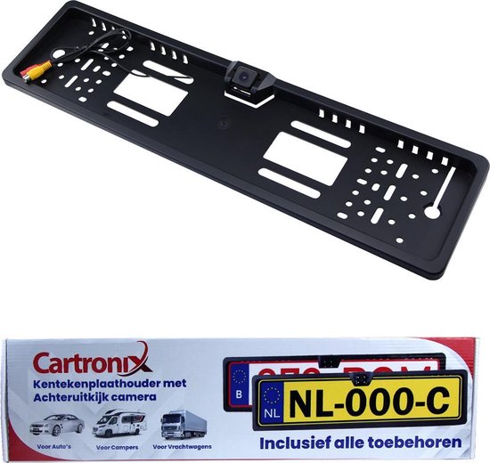 Cartronix RV-400 kentekenplaathouder met camera | Voor Auto - Camper - Vrachtwagen | Zwart | HD Camera