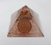 Orgonite piramide rozekwarts met flower of life 55-60mm