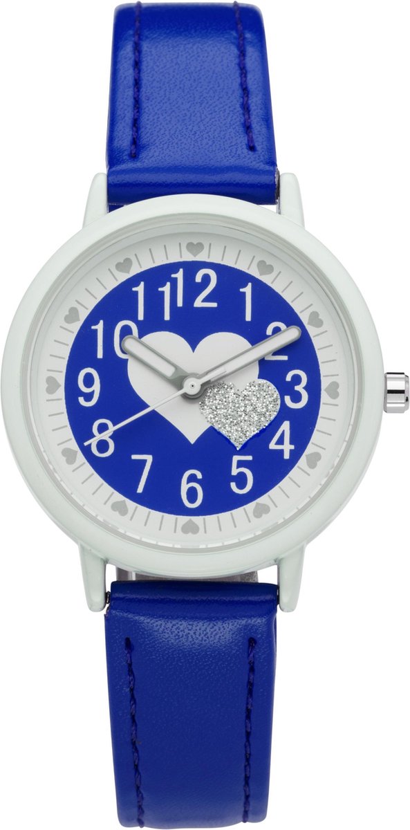 West Watch - analoog horloge – meisjes / meiden - model Heart – donker blauw