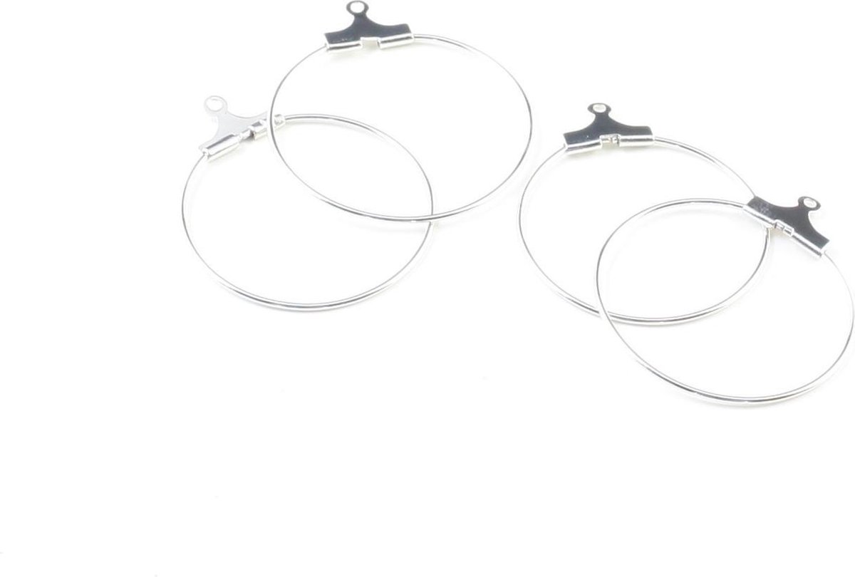 Ear ring, 25mm, Platinum, 6pcs