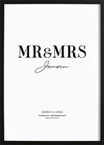 Mr and Mrs Gepersonaliseerde Poster (70x100cm) - Wallified - Tekst - Poster  - Wall-Art - Woondecoratie - Kunst - Posters