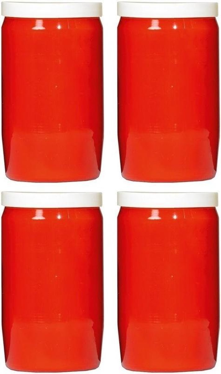 SPAAS Grafkaars/gedenklicht - 4x - rood - 7 x 15 cm - 6 dagen brandtijd
