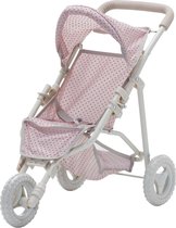 Bol.com Teamson Kids Poppenwagen Voor Babypoppen - Accessoires Voor Poppen - Kinderspeelgoed - Roze/Grijs/Polka Dot aanbieding