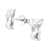 Joy|S - Zilveren kat poes oorbellen 6 x 9 mm Sterling zilver 925