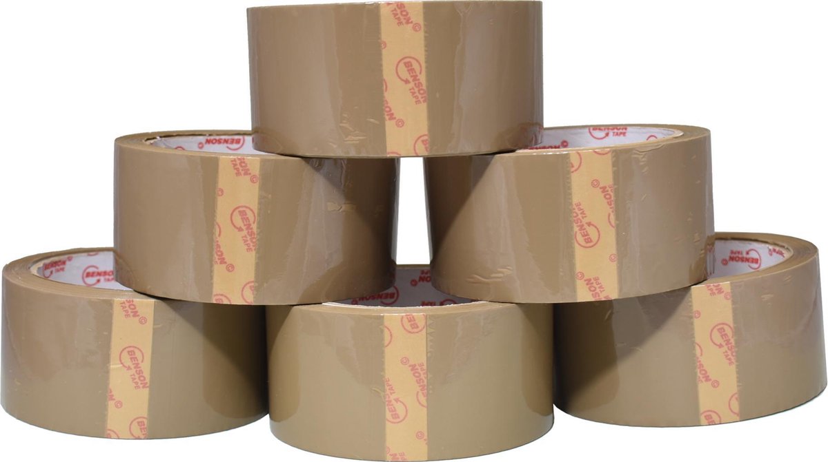 6 x Rollen Verpakkingstape Dozentape | 66m x 48mm | Bruin | Degelijke Kwaliteit | Voordeelverpakking - Benson