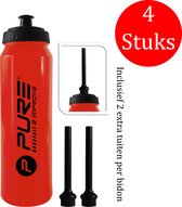 Pure2Improve - sportbidons - 4 stuks - inclusief speciale drink tuiten - bidon - sport bidon - hockey - voetbal bidon - 750 ML