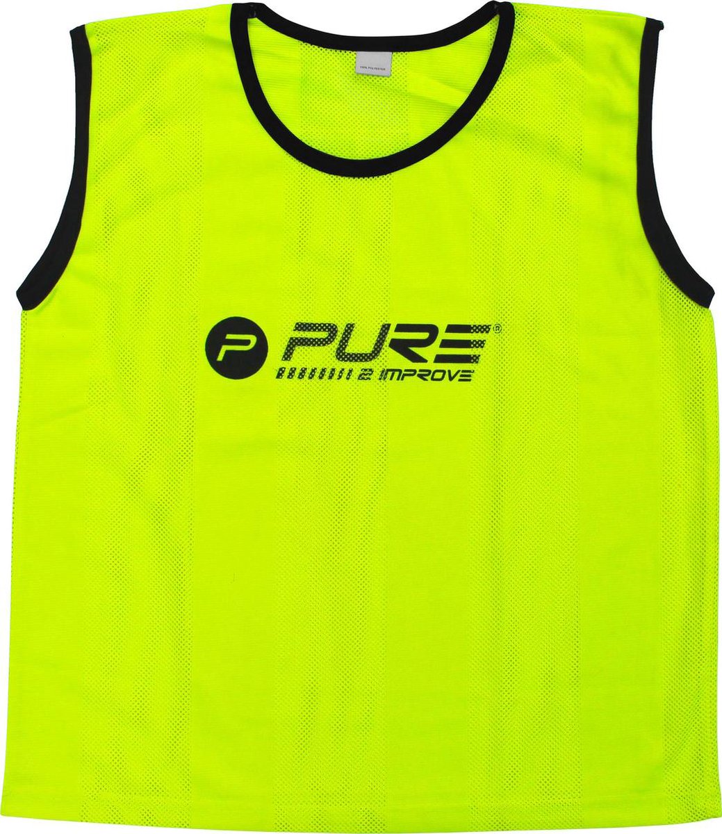 Pure2Improve - 6 sets - 12 stuks - voetbal hesjes - geel en rood - maat mini's - trainings hesjes - voetbal hesje - trainingshesjes